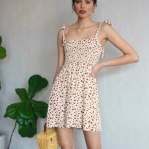 REFORMATION Marion Seabreeze Tie Strap Mini Dress Size XL Rose Print